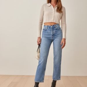 Reformation Cynthia High Rise Straight Cropped Jeans (Size 24, Colorado Wash)